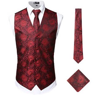 zeroyaa - ZEROYAA Mens Classic 3pc Jacquard Paisley Vest Set Necktie ...