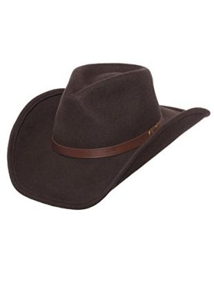 Men's Outback Wool Cowboy Hat Dakota Brown Shapeable Western Felt by Silver Canyon, Brown, Medium