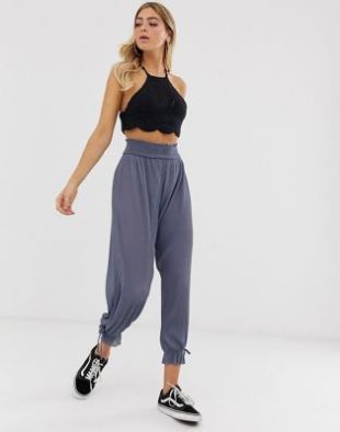 ASOS DESIGN pleated harem with cuff detail