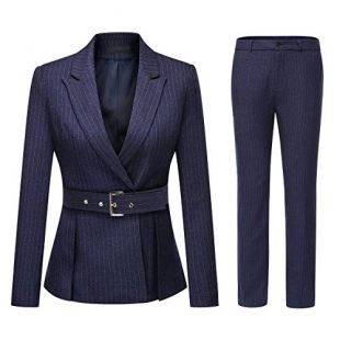 yunclos - Women's 2 Piece Office Lady Stripes Business Suit Set Slim ...
