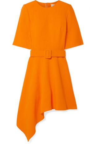 Asymmetric Wool Blend Crepe Mini Dress