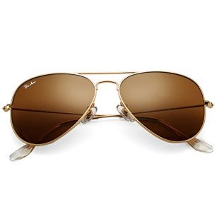 Pro Acme Classic Aviator Sunglasses for Men Women 100% Real Glass Lens (Gold/Brown)
