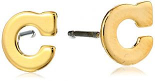 1928 Jewelry 14k Gold-Dipped Initial Button Stud Earrings