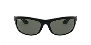 Ray-Ban RB4089 Balorama Oval Sunglasses, Black/Polarized Green, 62 mm
