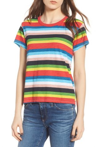 Rainbow Stripe Ringer Tee
