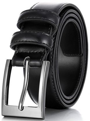 Marino’s Men Genuine Leather Dress Belt with Single Prong Buckle - Black - 34