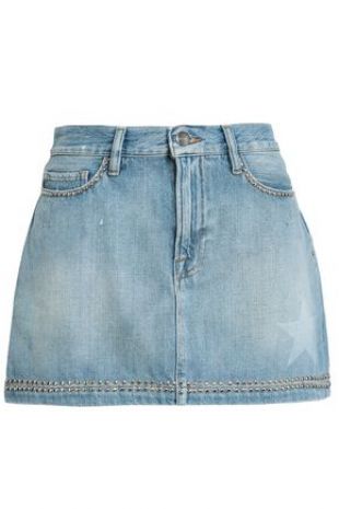 Frame - Studded Faded Denim Mini Skirt