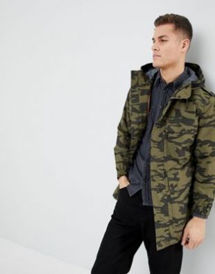 Mango Man Parka camouflage en kaki