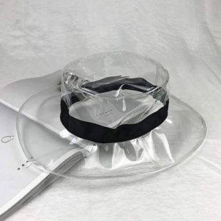 GUANT Home Chapeau Transparent Mesdames été Filet Rouge étoile Bassin Chapeau Mode Sauvage visière Chapeau Plat (Color : Black)