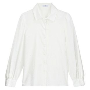 Chemise en coton plumetis, manches longues