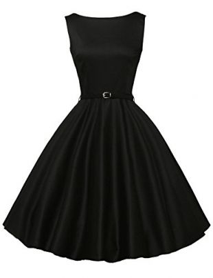 Black 50s Vintage Dresses Hepburn Style Sleeveless Size S F-13