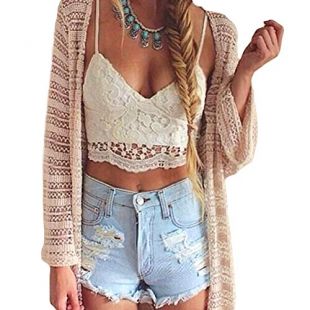 Romacci Women Crochet Tank Camisole Lace Vest Blouse Bralette Bra Crop Top White