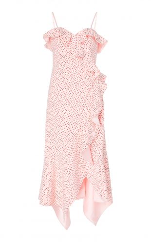 Strapless Ruffled Lace Midi Dress