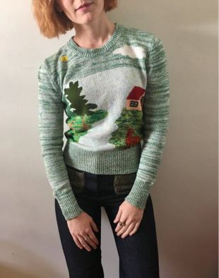 Organically Grown Knit Sweater with Lake House Bambi Motif