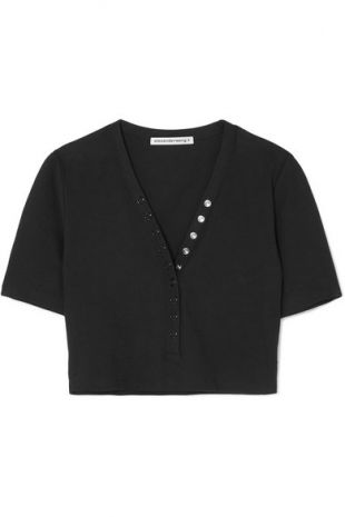 Alexander Wang Cropped stretch cotton jersey top