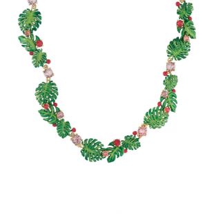 Les Néréides collier ras de cou feuillage tropical et cristal