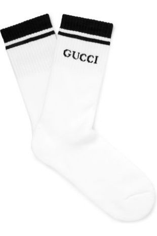 Gucci white and black cotton logo socks