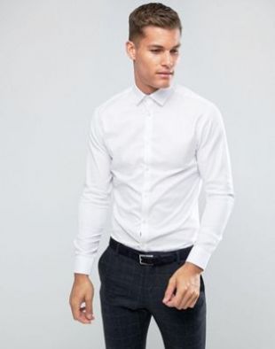 Selected Homme Chemise habillée ajustée facile à repasser en  Blanc