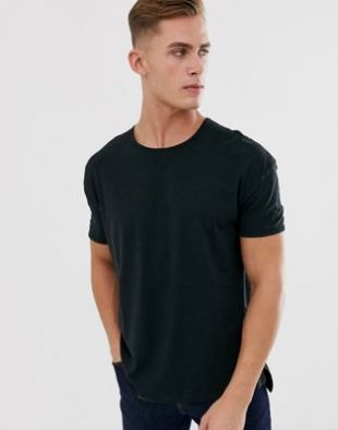 Selected Homme T shirt coupe carrée Noir