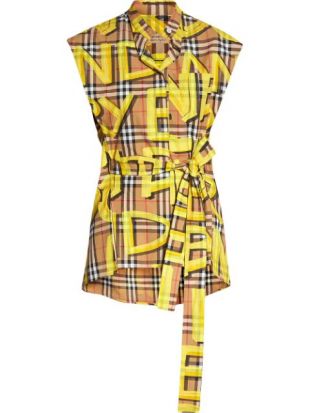 Burberry Sleeveless Graffiti Print Vintage Check Cotton Shirt   Farfetch