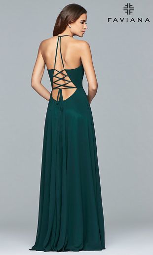 Faviana Green Low V-Neck Corset Back Prom Dress FA-7747 worn by Cheryl Blossom (Madelaine Petsch) in Riverdale (Season 01 Episode 09) | Spotern Faviana Green Low V-Neck Corset Back Prom Dress FA-7747 worn by Cheryl Blossom (Madelaine Petsch) in Riverdale (Season 01 Episode 09) | Spotern