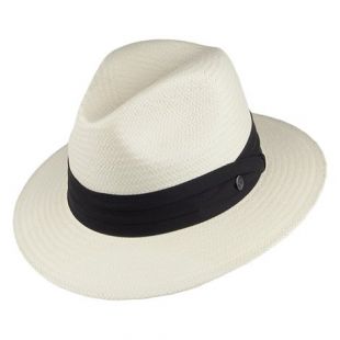 Chapeau Fedora Safari en Paille Toyo avec Bandeau Noir