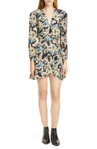 Iro Bloomy Long Sleeve Wrap Minidress