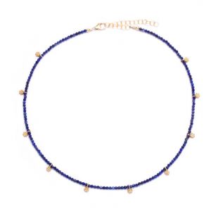 Lapis & 10 Gold Flowers Choker