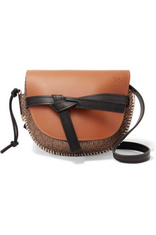 Loewe   Gate small leather and tweed shoulder bag