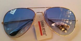 Lunettes soleil aviateur or verre bleu ciel homme ou femme new tendance