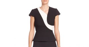 Roland Mouret Women's Black Kiff Colorblock Top