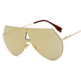 YANJING Femmes Siamois Couleur Film Lunettes de Soleil Mode Hommes Lunettes de Soleil Métal UV Lunettes de Soleil ZYXCC (Couleur : Gold+Gold)