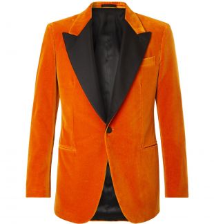Orange Orange Eggsy's Slim-Fit Faille-Trimmed Cotton-Velvet Tuxedo Jacket | Kingsman | MR PORTER