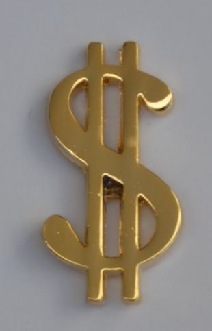 Gold Plated Dollar Sign Quality Enamel Pin Badge