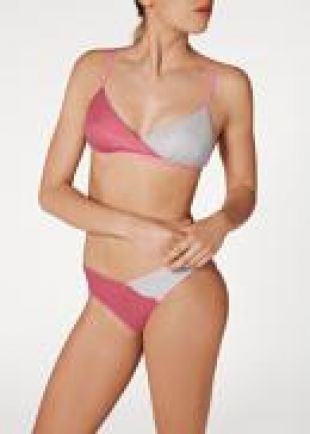 Calzedonia Haut de maillot triangle effet superposé à paillettes Federica