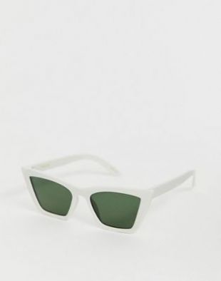 Lunettes de soleil yeux de chat angulaires Blanc