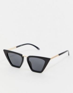 Lunettes de soleil yeux de chat carrées avec pont en métal