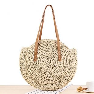 sac rotin Fancylande Brand New Outdoor Paille de plage tressée sac de plage tressé Sac de voyage sac à bandoulière double usage Voyage Sling