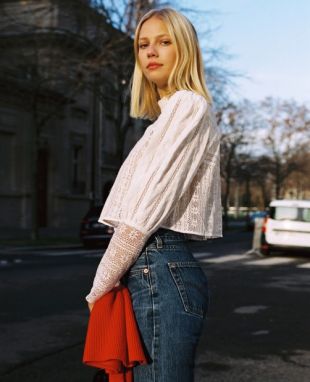 Top dentelle blanche cropped