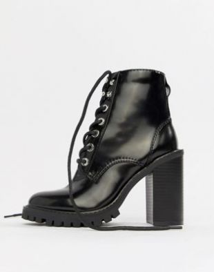 Tommy Hilfiger - Bottes à lacets confortables en cuir - Noir