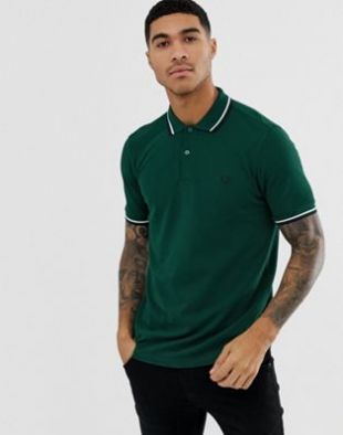 Fred Perry Polo avec logo et bord double rayure Vert