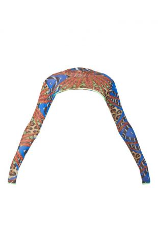 Crop top manches longues en mesh à imprimé jungle multicolore