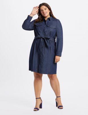 Belted Chambray Shirtdress