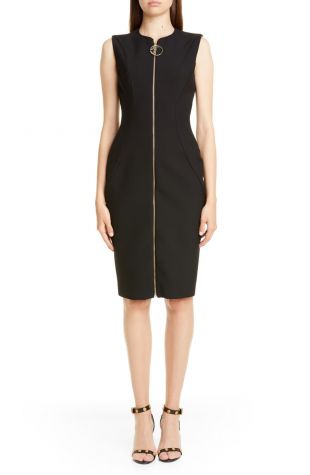 Crystal Embellished Zip Front Dress