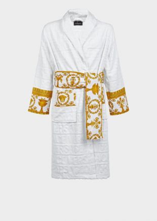 I Love Baroque Logo-Jacquard Cotton Bathrobe