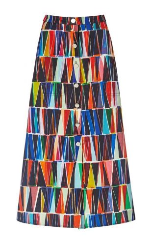 Leah Geometric Button Front Skirt