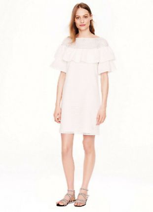 J. Crew Collection White Cotton Mixed Eyelet Summer Dress