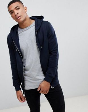 New Look Hoodie avec fermeture éclair en Bleu marine