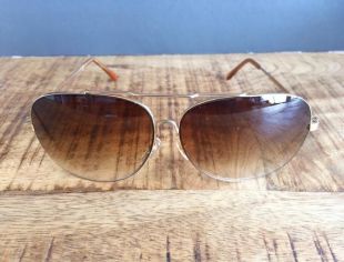 Lunettes de soleil Vintage Gold et Brown Aviator