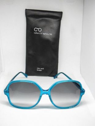 Vintage Sanford Hutton optique couleur LTD Blue lunettes de soleil surdimensionnées grandes 14 A